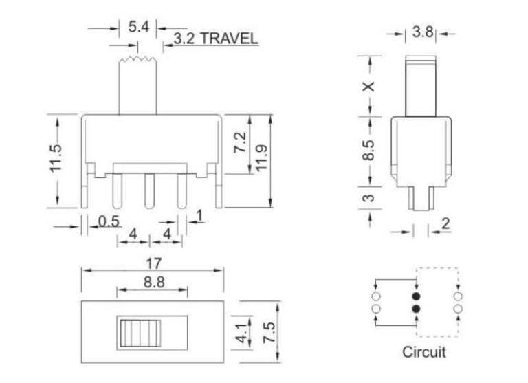 SS-22F05(2P2T)拨动开关