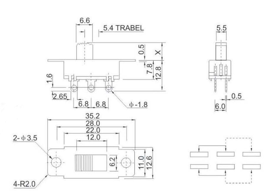 SS-22L05(2P2T)拨动开关