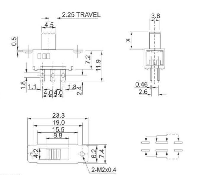 SS-22D25(2P3T)拨动开关