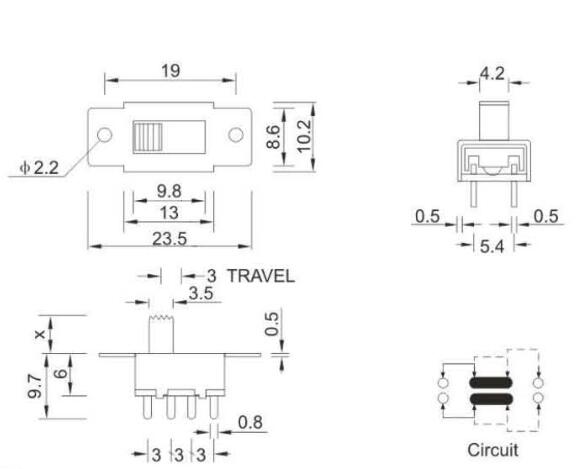 SS-22F24(2P3T)拨动开关