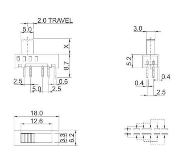 SS-24E01(2P4T)拨动开关