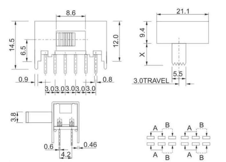 SK-42F01(4P2T)拨动开关