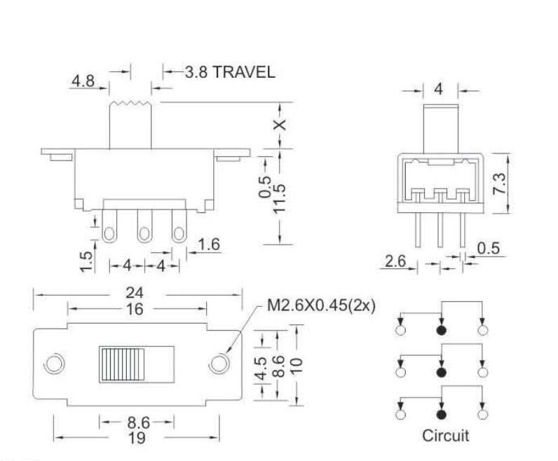 SS-32H01(3P2T)拨动开关