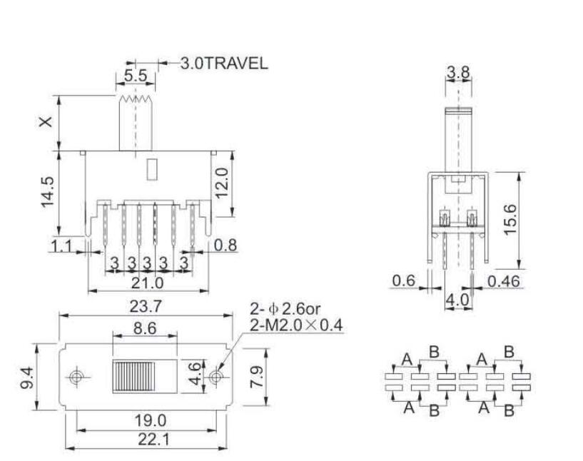 SS-42F01(4P4T)拨动开关