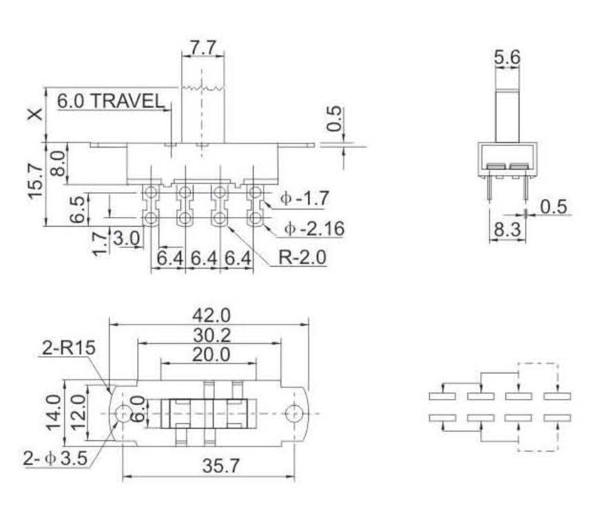 ACS-23L05(2P3T)拨动开关