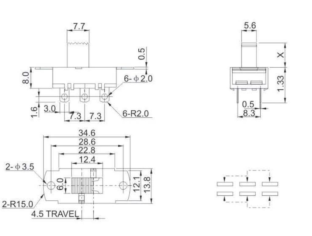 ACS-22L05(2P2T)拨动开关