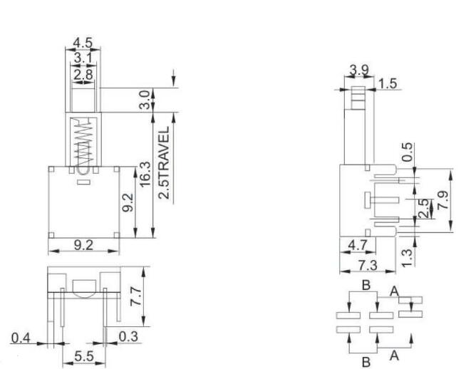 PS-22E50(2P2T)拨动开关