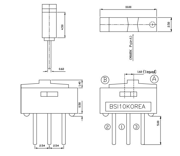 YX-K3-1204D拨动开关图纸